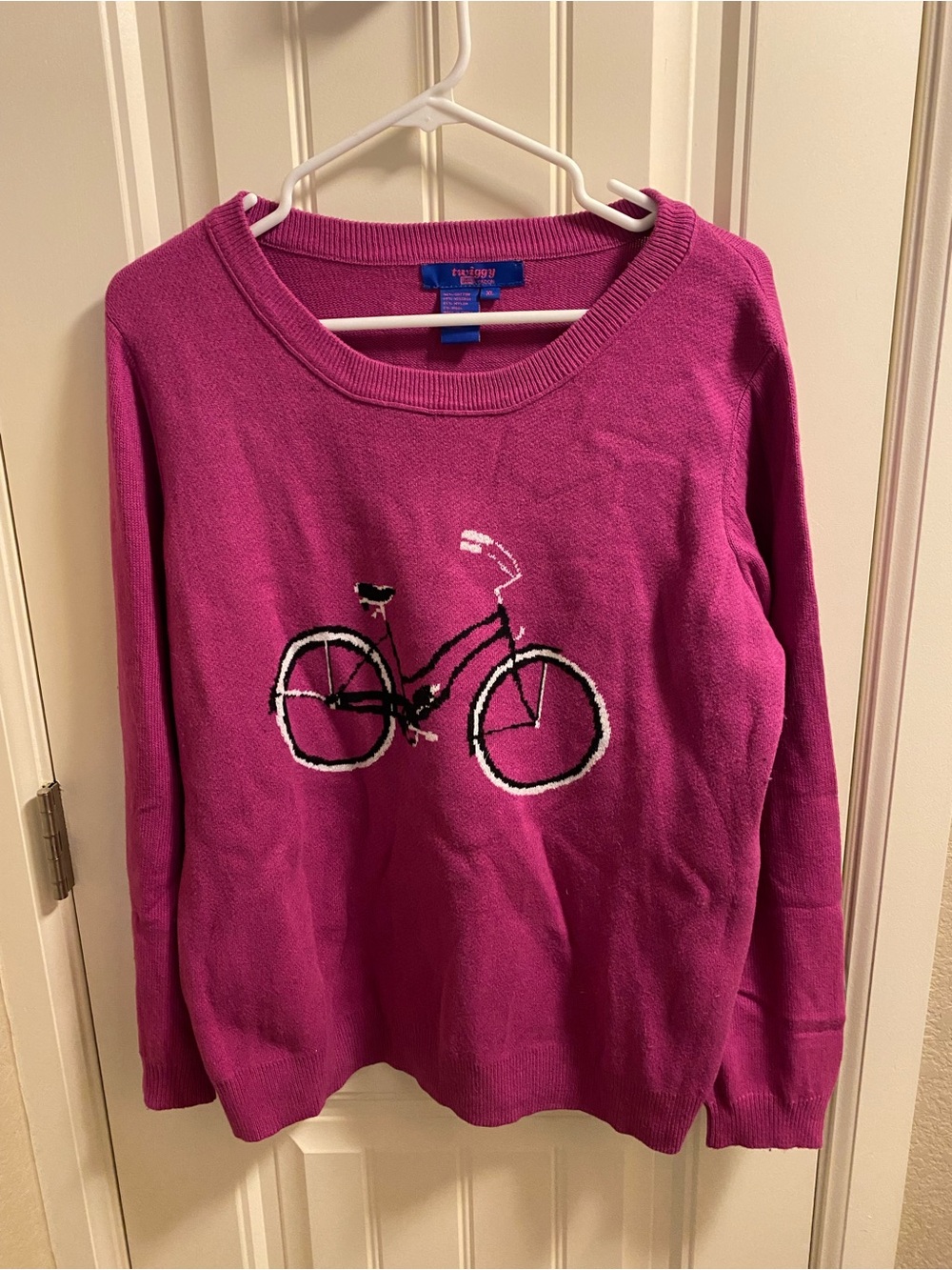 Twiggy London XL Sweater Purple Bicycle Crewneck Pullover